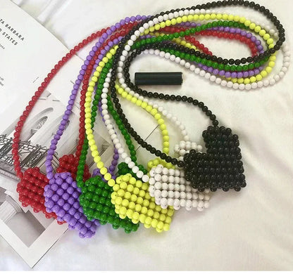 Mini Heart Beaded Crossbody Bag