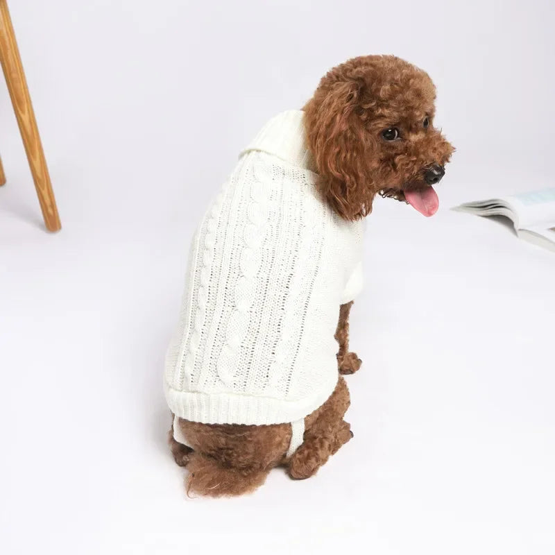 White Knit Sweater Jumpsuit for Small Dogs