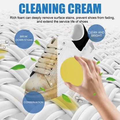 No-Rinse Shoe Cleaning Cream for Sports, Canvas & Synthetic Leather Shoes