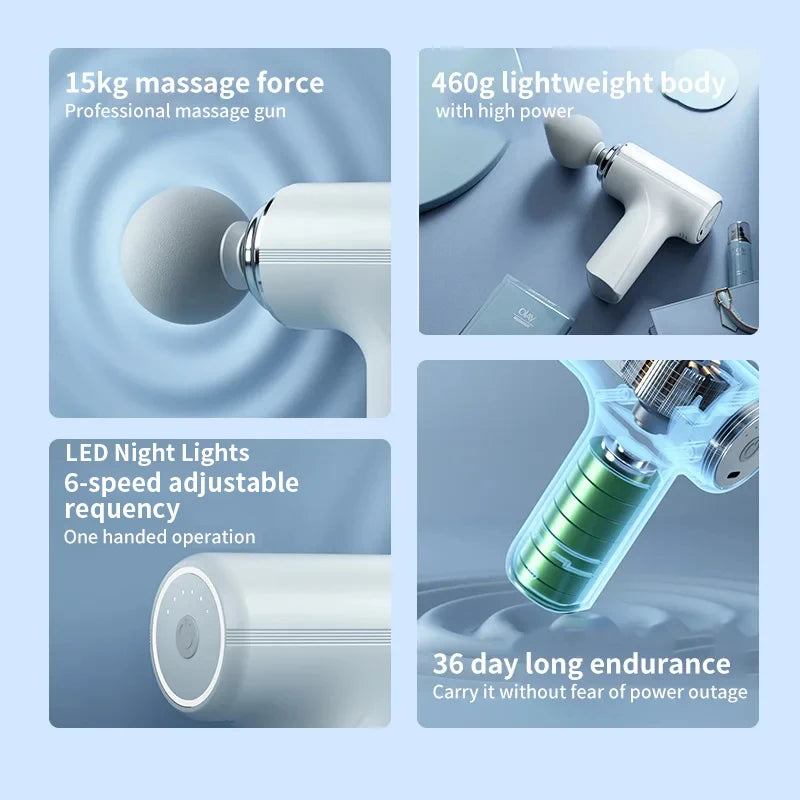 Portable AI Fascia Massage Gun with 4 Massage Heads