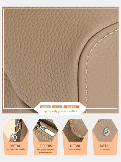 Zency Genuine Cowhide Leather Crossbody Bag