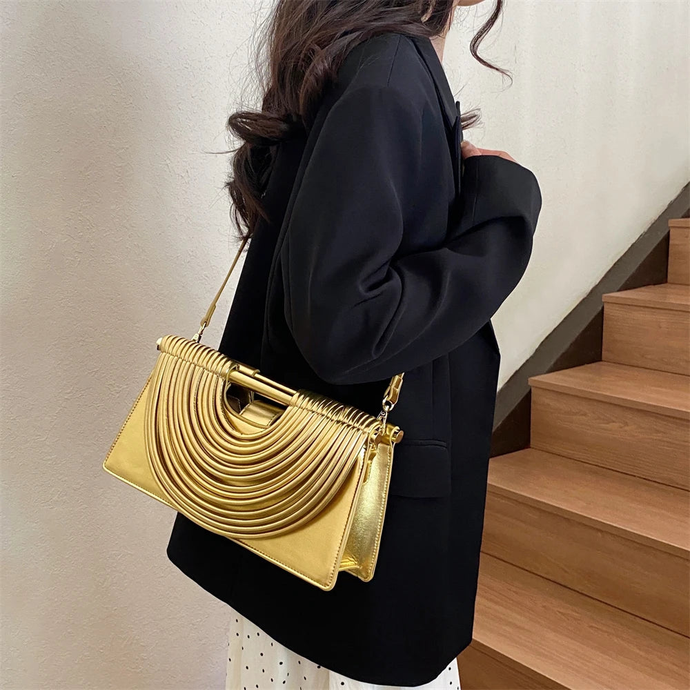 Luxury Ruched Evening Clutch Crossbody Bag