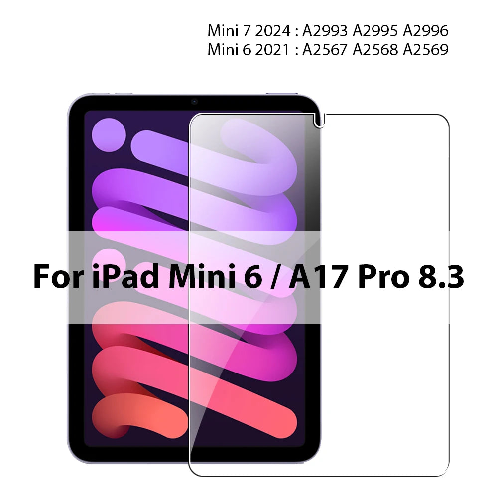 Tempered Glass Screen Protector for iPad Pro, Air, Mini & iPad Models