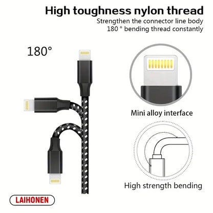 LAIHONEN USB-A to Lightning Braided Charging Cable