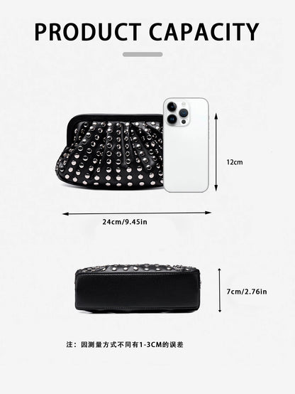 Studded Shell Evening Clutch Bag