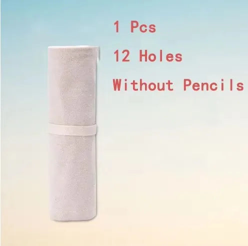 Canvas Roll-Up Pencil Case with Multi-Slot Storage