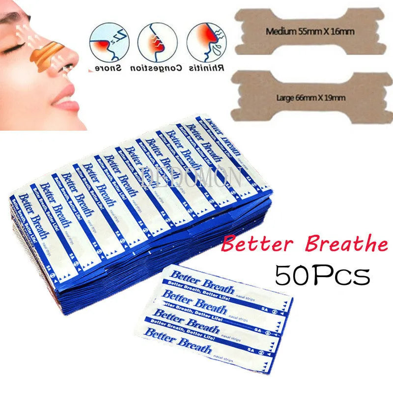 50 Pcs Breathe Nasal Anti Snoring Strips