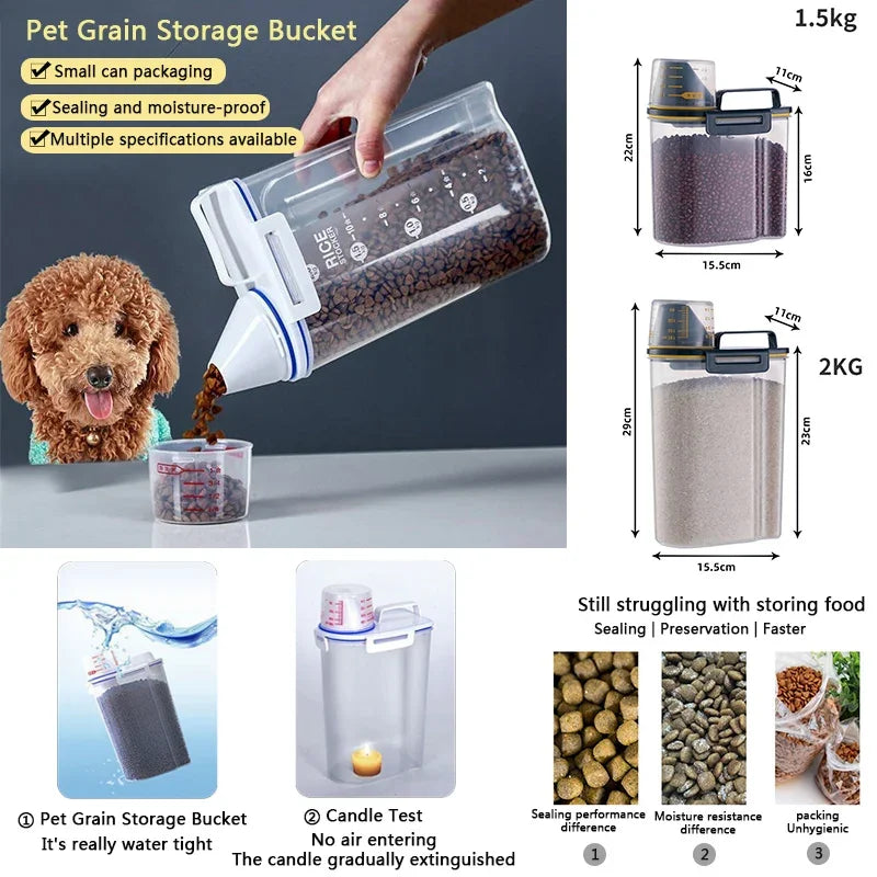 Premium Airtight Pet Food Storage Container with Measuring Cup