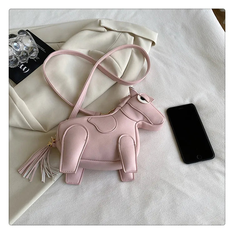 Horse-Shaped PU Leather Crossbody Shoulder Bag