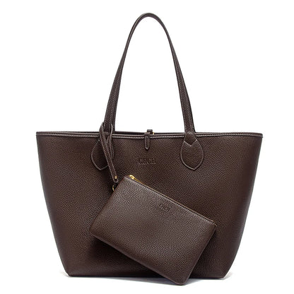 Women’s PU Leather Tote Bag with Matching Pouch