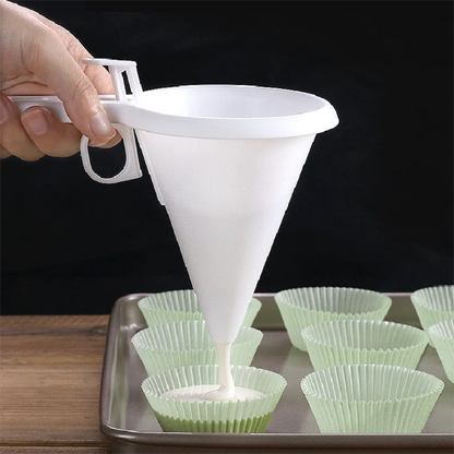 Handheld Batter Dispenser Funnel with Flow Control for Baking & Dessert Decorating
