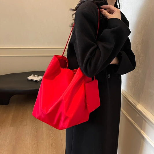 Minimalist Nylon Tote Shoulder Bag