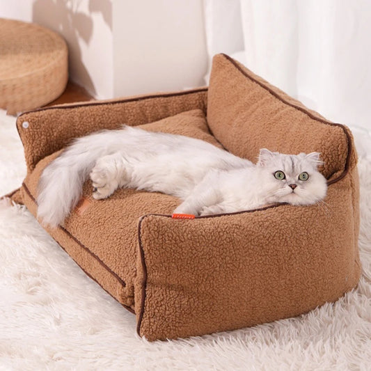 All-Season Plush Pet Sofa Bed for Dogs & Cats