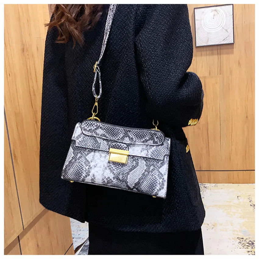 Luxury Snake Pattern Crossbody Shoulder Bag
