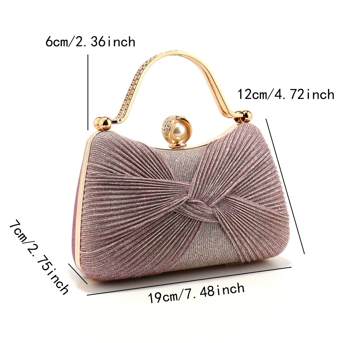 Bow Ruched Evening Clutch Bag