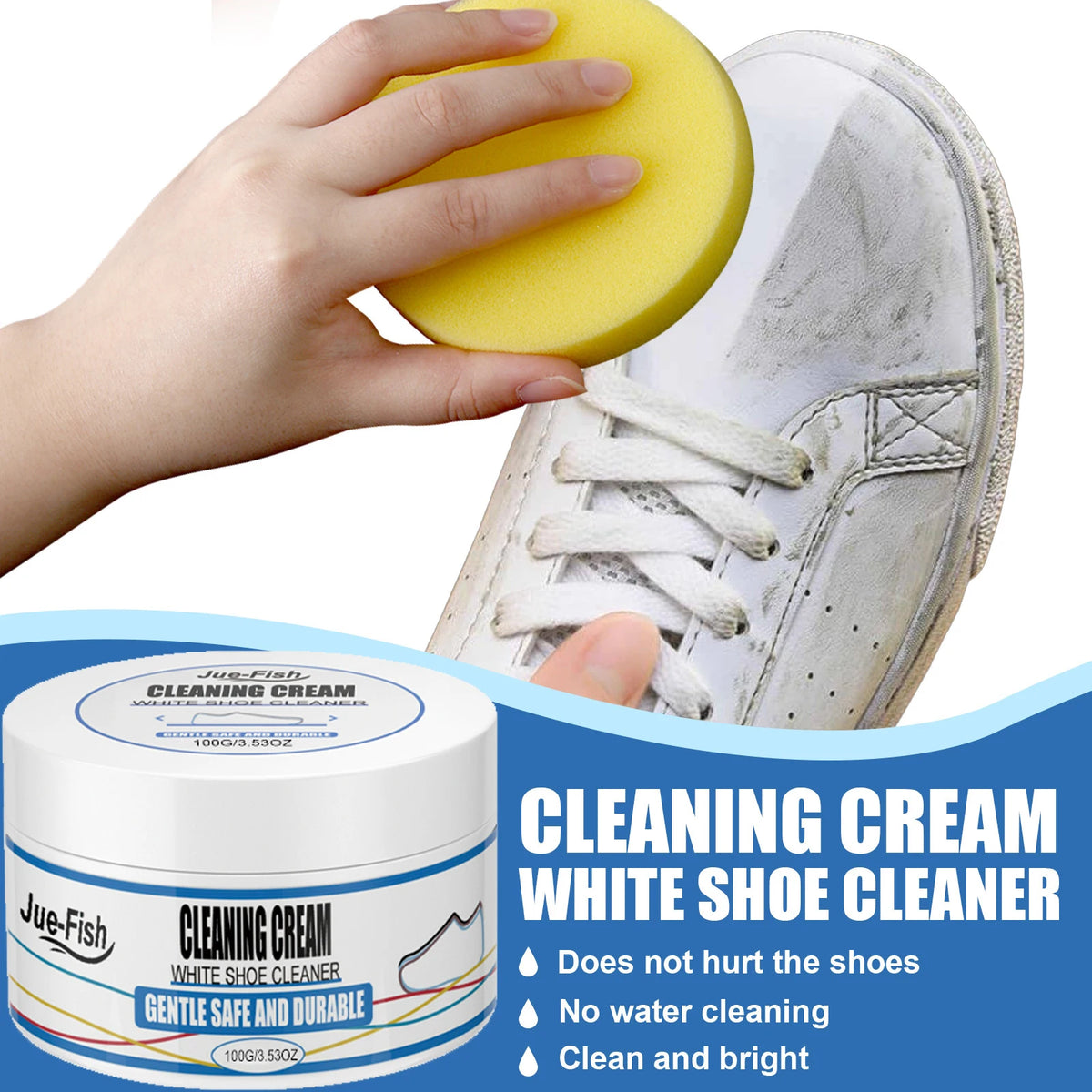 No-Rinse Shoe Cleaning Cream for Sports, Canvas & Synthetic Leather Shoes