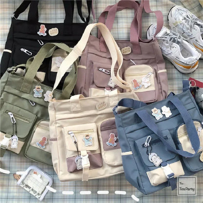 Waterproof Canvas Crossbody Tote Bag
