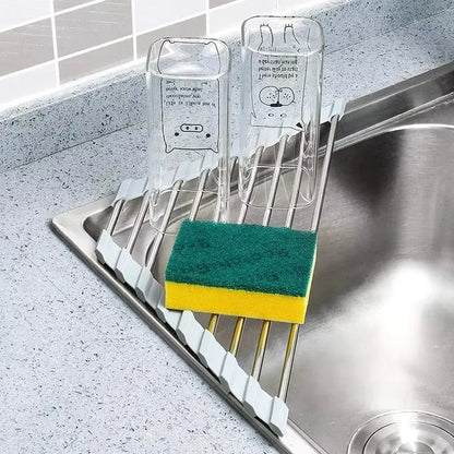 Foldable Triangular Roll-Up Dish Drying Rack for Kitchen Sink