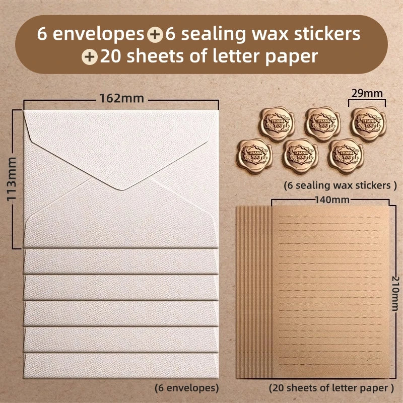 Kraft Paper Envelopes & Letter Sheets with Wax Seal Stickers