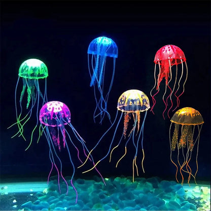 Artificial Swim Glowing Fluorescent Jellyfish Aquarium Decoration