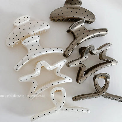 Large Black Wave Dot Hair Claw Clip