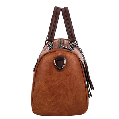 Vintage PU Leather Boston Handbag