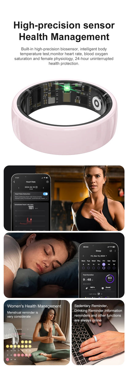 Smart Health Tracking Ring with Charging Case