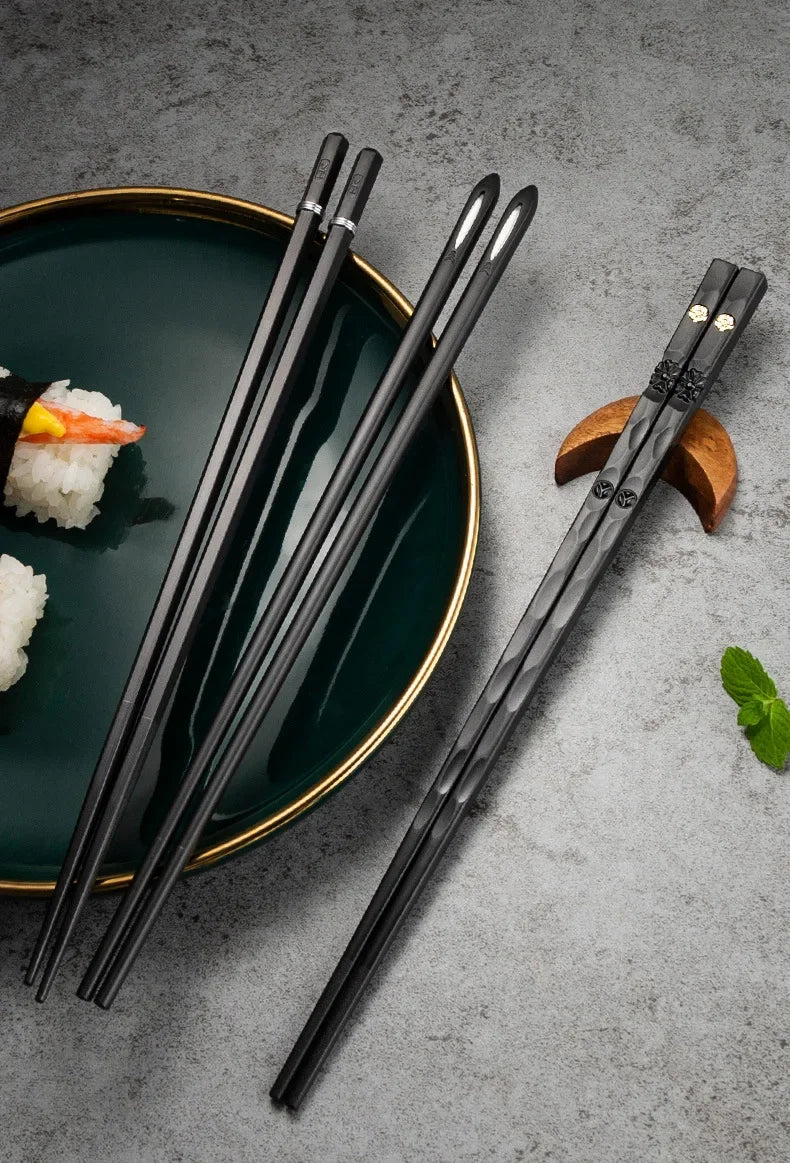 5 Pairs Stainless Steel Non-Slip Chopsticks Set