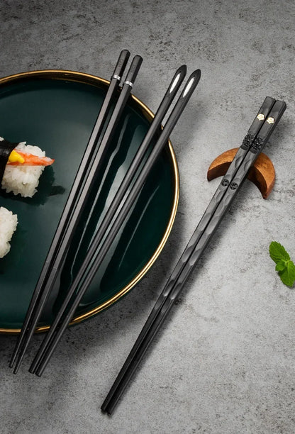 5 Pairs Stainless Steel Non-Slip Chopsticks Set