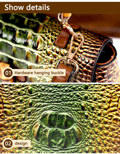 Crocodile Pattern Top Handle Handbag
