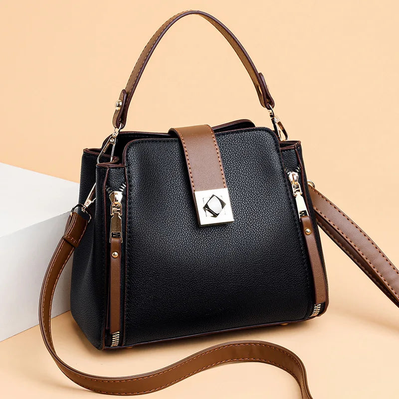 Small Designer-Style Shoulder Handbag with Zip Closure