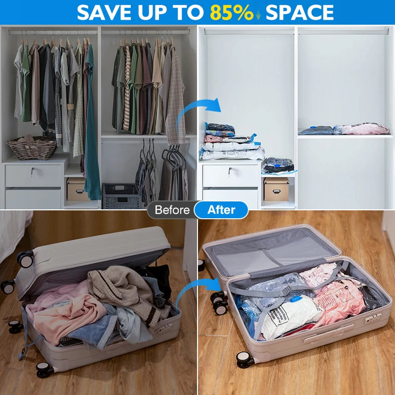 Reusable Vacuum Storage Bags with Travel Pump