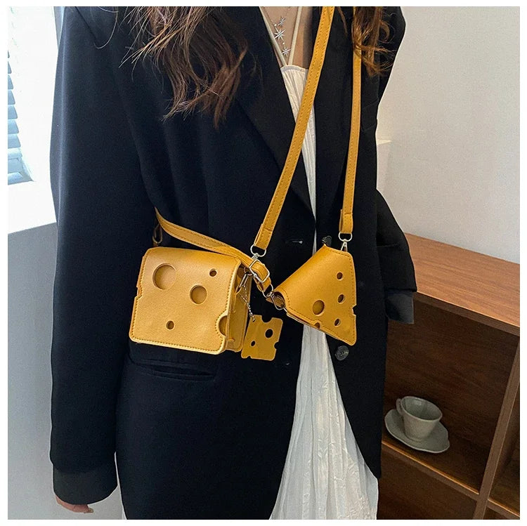 Cheese-Shaped Mini Crossbody Bag for Women