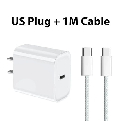 40W USB-C PD Fast Charger with USB-C Cable for iPhone