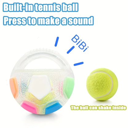 TPR Soccer Ball Dog Toy with Handle & Sound Feature