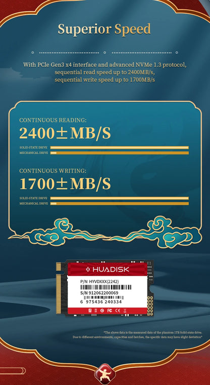 HUADISK M.2 NVMe PCIe 3.0 x4 SSD 2242 Internal Solid State Drive