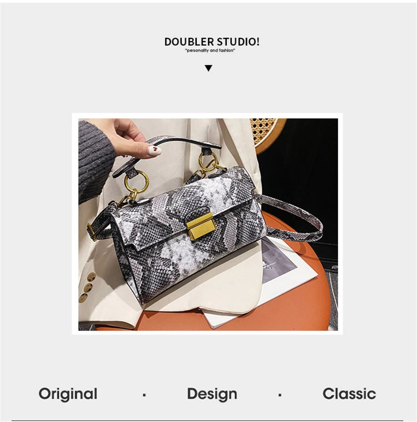 Luxury Snake Pattern Crossbody Shoulder Bag