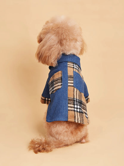 Title Plaid Denim Style Dog Clothes