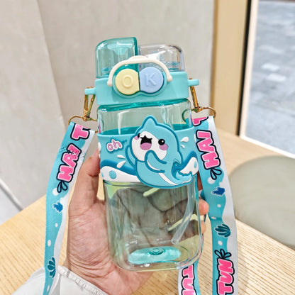Kids Capybara Straw Water Bottle 750ml with Carry Strap
