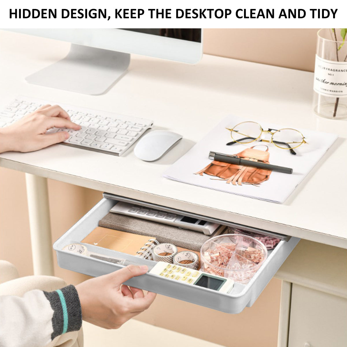 Under Desk Hidden Storage Drawer