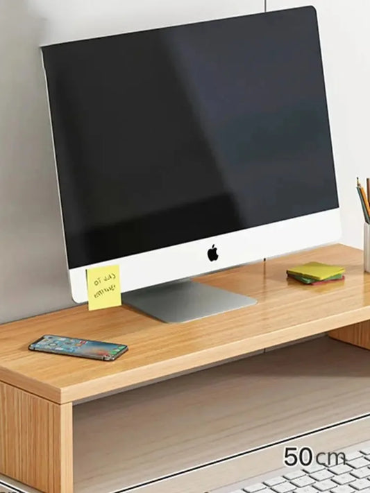 Wooden Monitor Stand with Storage Shelf