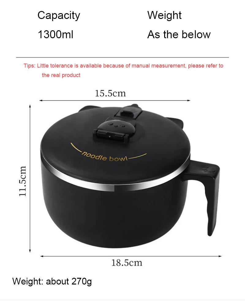 304 Stainless Steel Instant Noodle Bowl with Lid