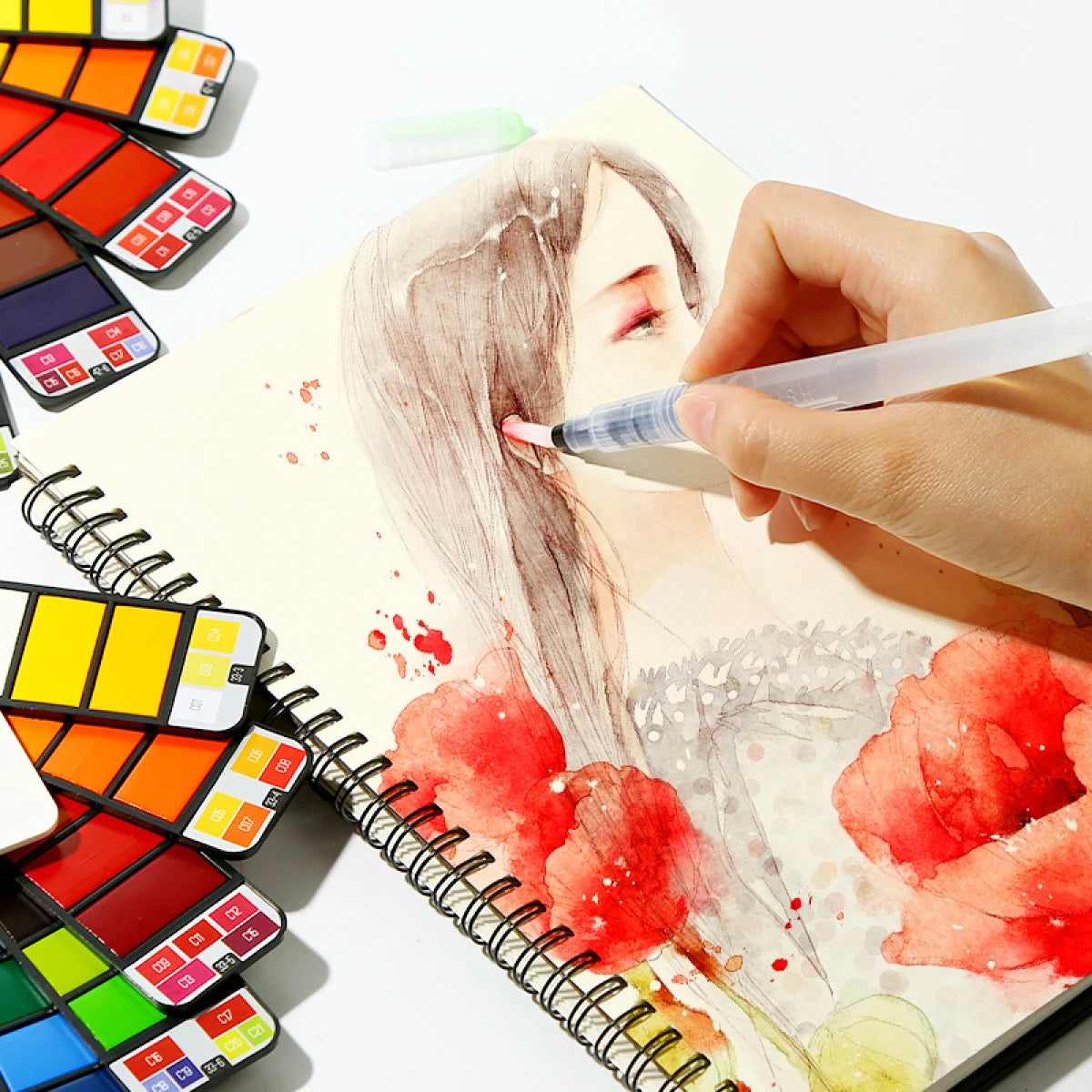 Portable Watercolour Paint Set with Folding Palette