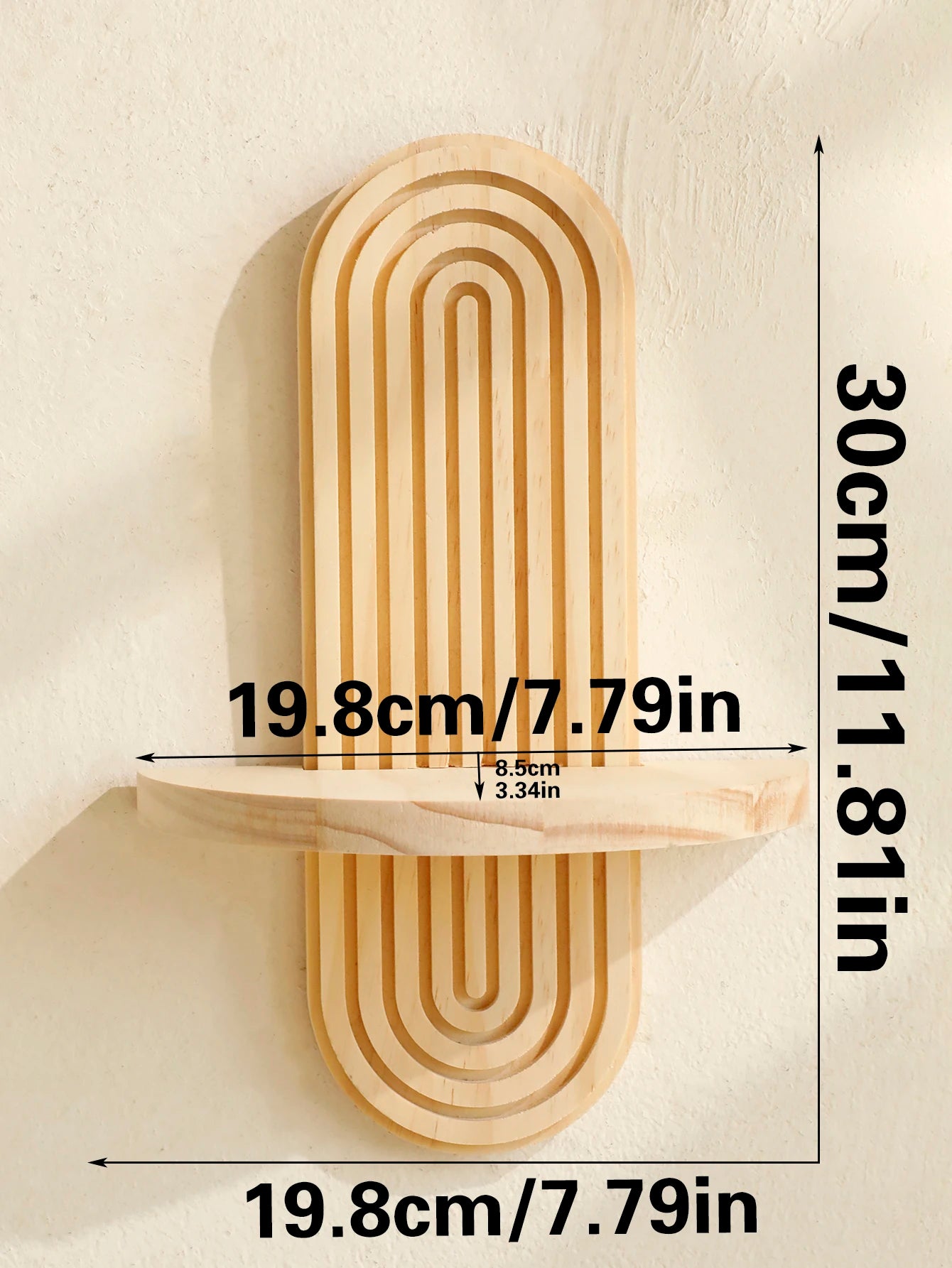 Geometric Natural Wood Wall Mounted Display Shelf