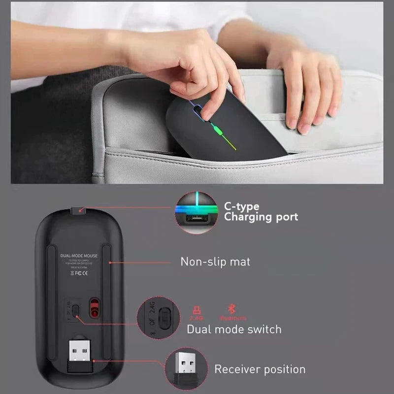 Rechargeable Bluetooth & 2.4GHz Wireless Mouse