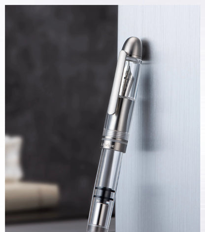 Premium Piston Fill Fountain Pen – Titanium & Acrylic