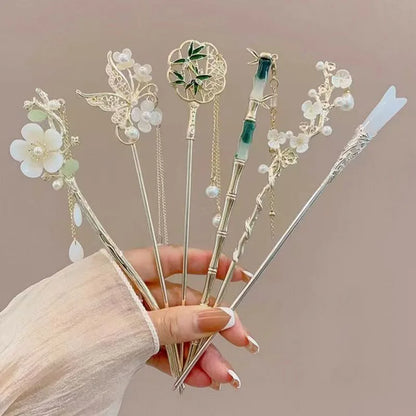 Chinese Style Floral Tassel Hair Stick