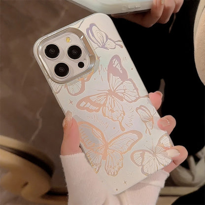 Deluxe Butterfly Glitter Phone Case for iPhone with Lanyard