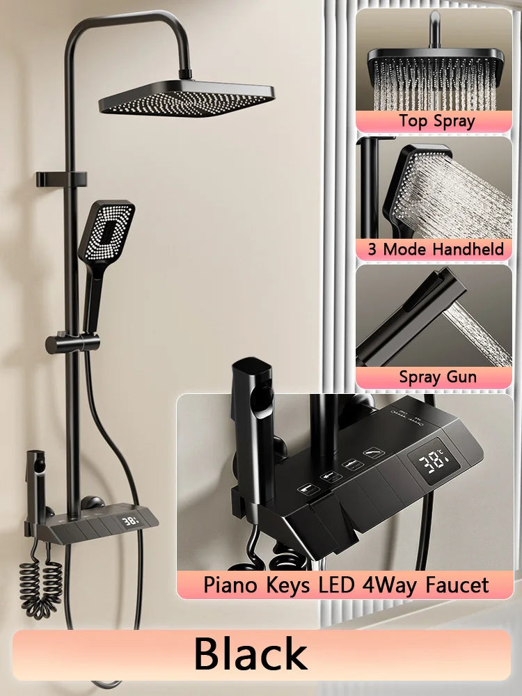 Digital LED Rainfall Shower System with Hand Shower