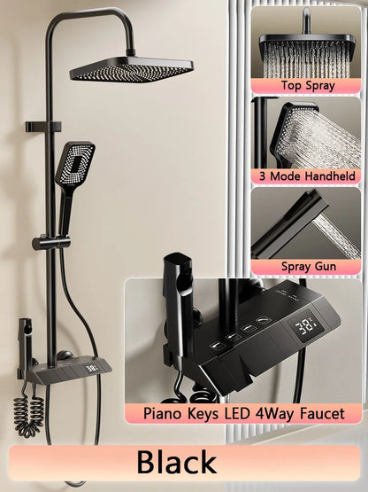 Digital LED Rainfall Shower System with Hand Shower